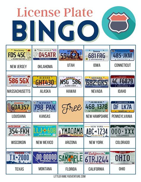License Plate Bingo Printable